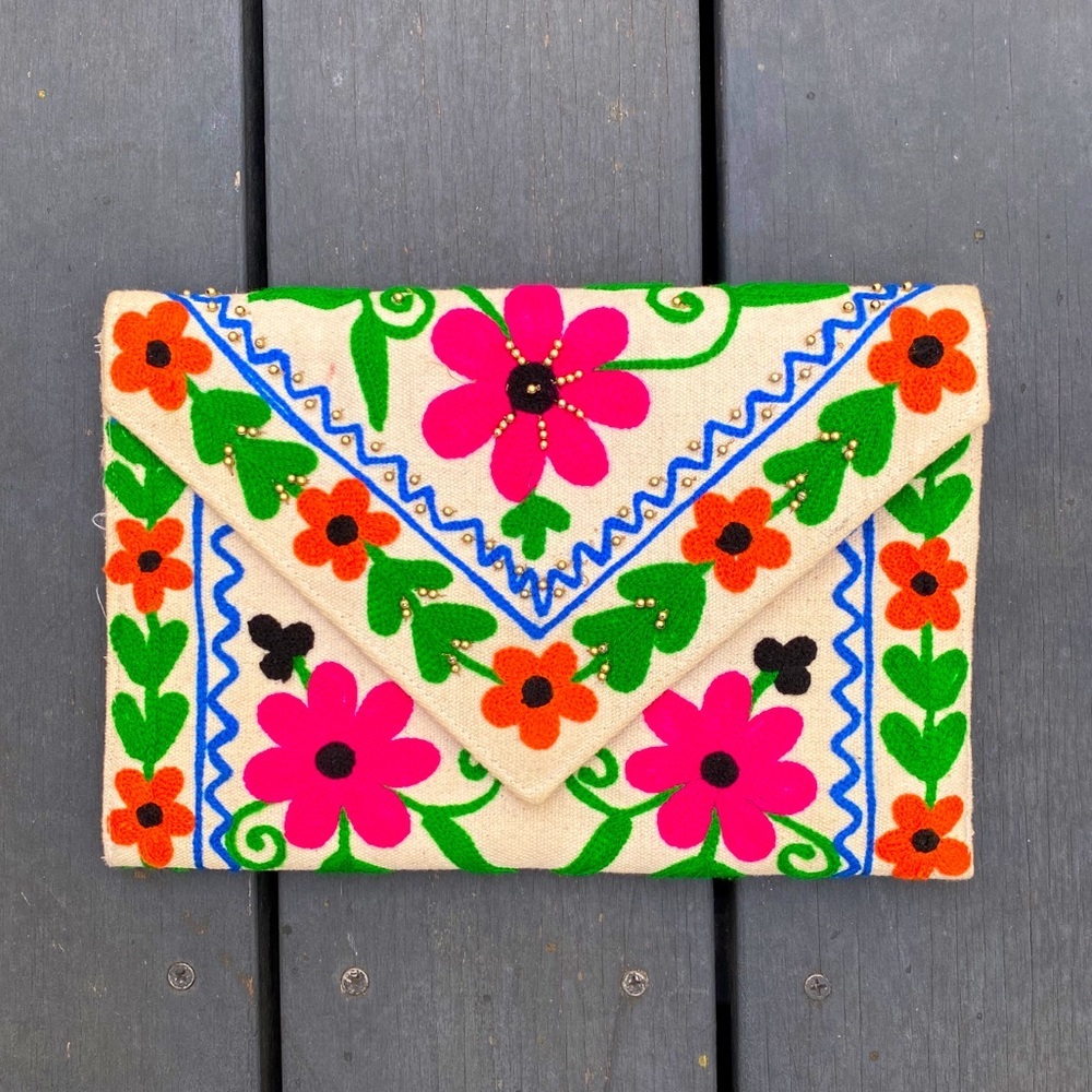 Lovestitch Floral Embroidered Clutch/Purse